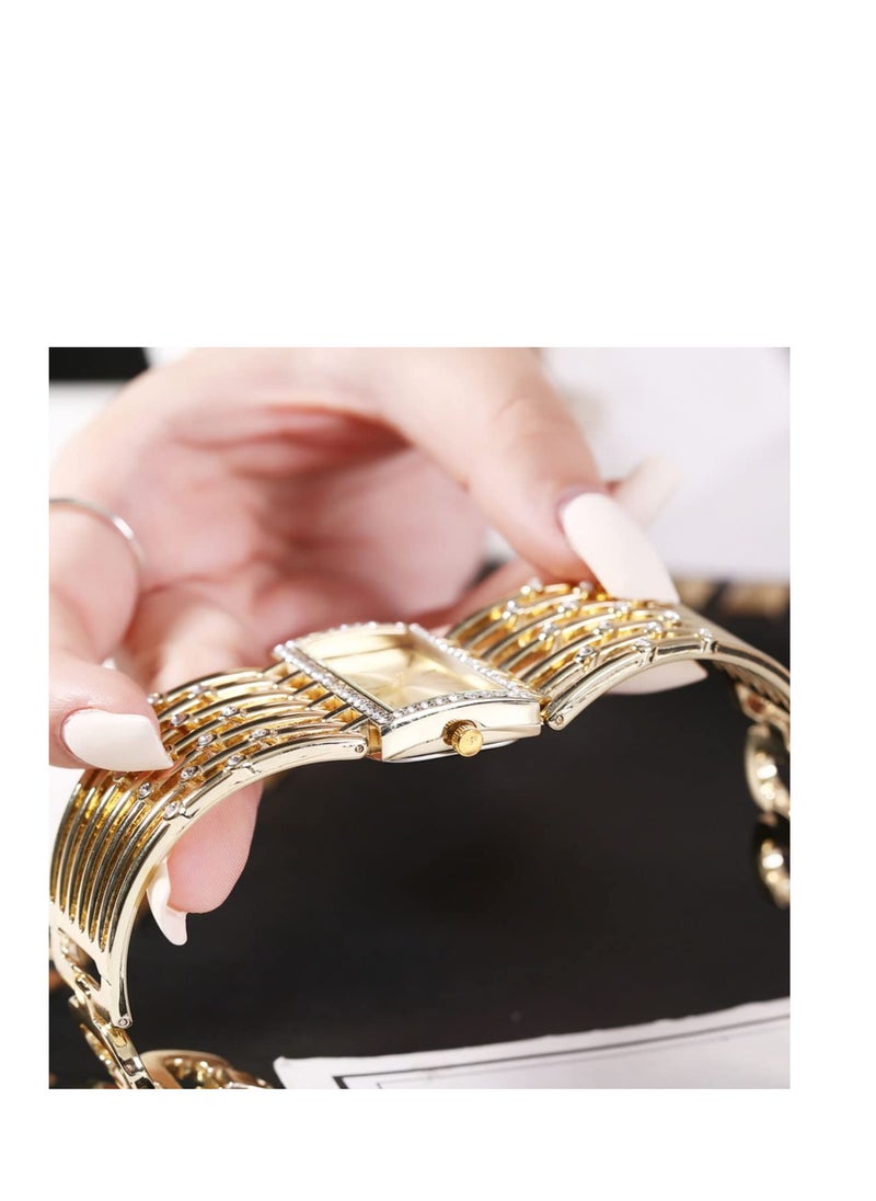 Rectangle Wrist Watch for Women Fashion Ladies Analog Quartz Wristwatch Stainless Steel Diamond Bracelet Watch