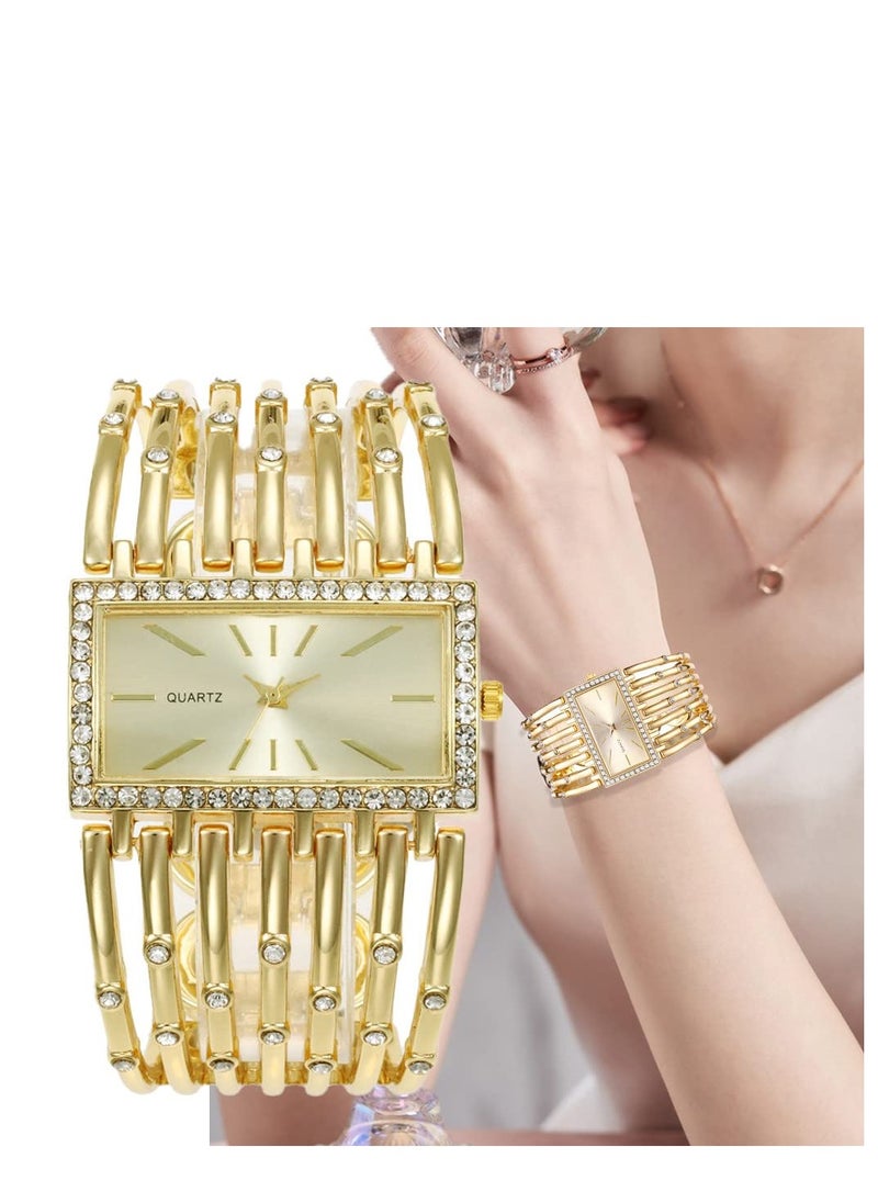 Rectangle Wrist Watch for Women Fashion Ladies Analog Quartz Wristwatch Stainless Steel Diamond Bracelet Watch