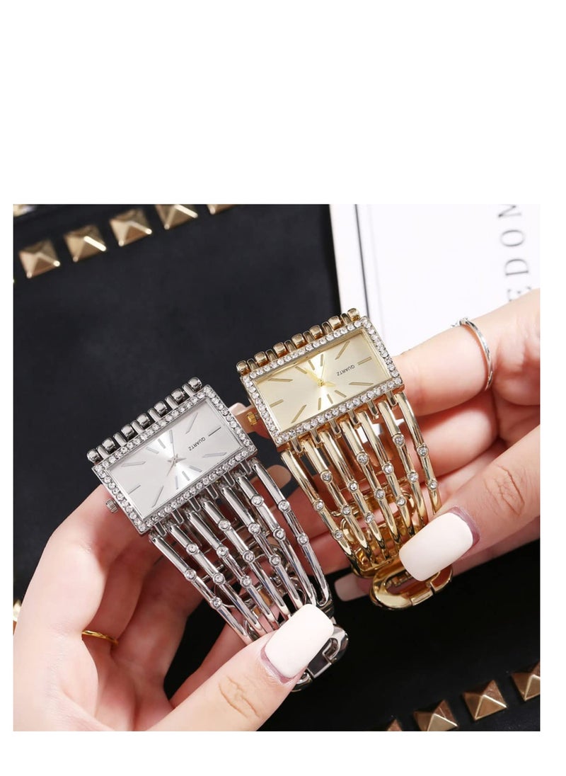 Rectangle Wrist Watch for Women Fashion Ladies Analog Quartz Wristwatch Stainless Steel Diamond Bracelet Watch