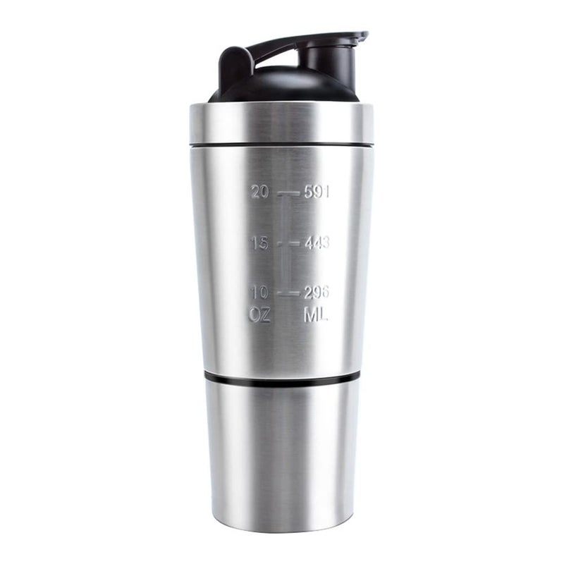 Valeska Shaker Bottle  27oz Stainless Steel Protein Mixer Wire Whisk Included BPA Free Leak Proof