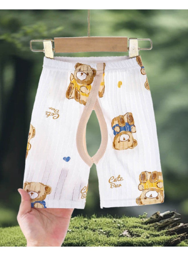 Doxiluka baby Open-crotch Pants Summer Breathable Capris Thin Cotton Casual Pants With Cartoon Prints - Image 1