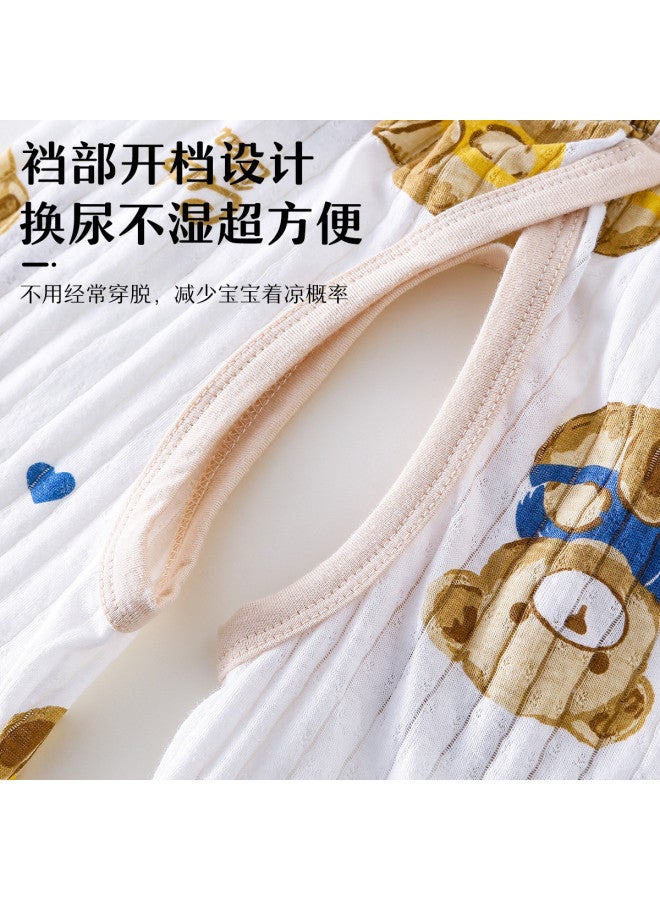 Doxiluka baby Open-crotch Pants Summer Breathable Capris Thin Cotton Casual Pants With Cartoon Prints - Image 5