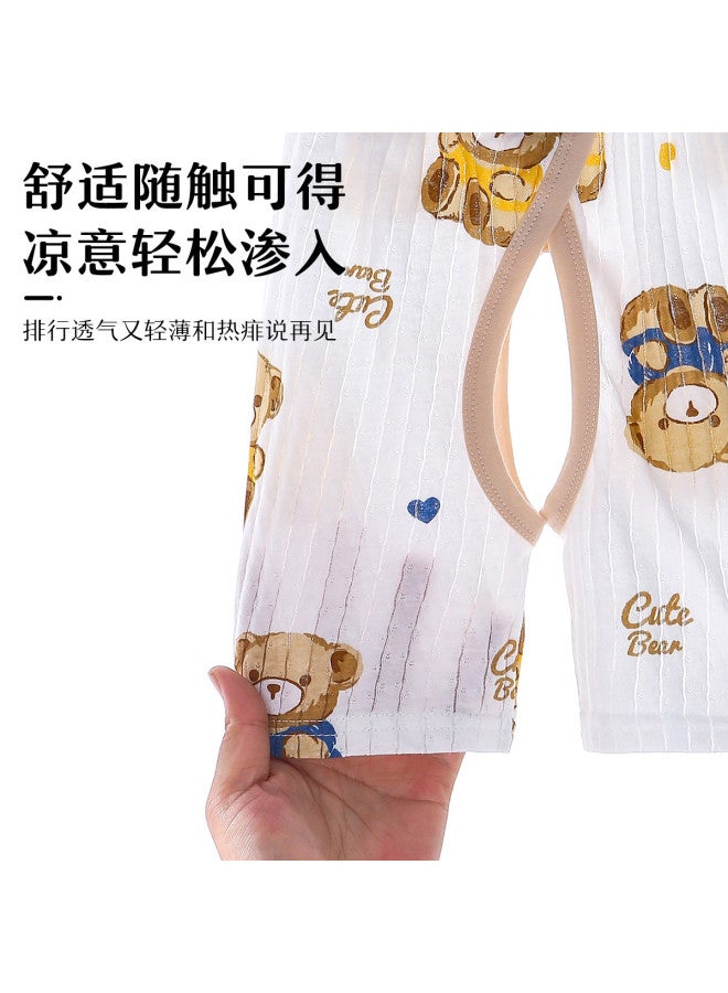 Doxiluka baby Open-crotch Pants Summer Breathable Capris Thin Cotton Casual Pants With Cartoon Prints - Image 3