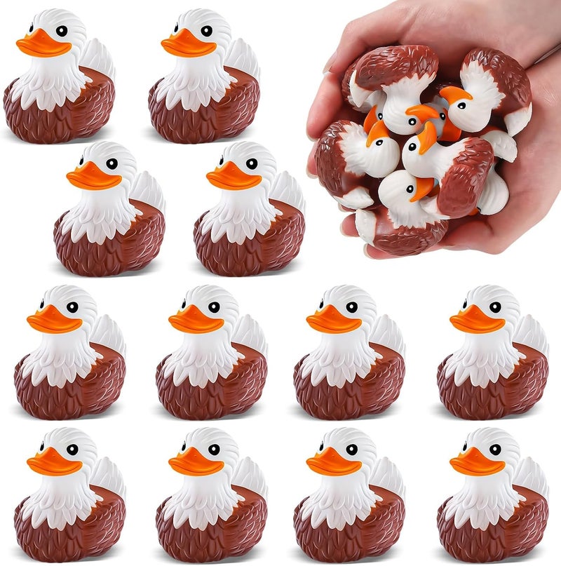 ANGGIKO 12 PCS Bald Eagle Rubber Ducks Toy Set - Patriotic Bath Toys for Kids, Jeep Ducking, Party  Favors - Image 1