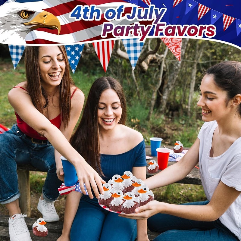 ANGGIKO 12 PCS Bald Eagle Rubber Ducks Toy Set - Patriotic Bath Toys for Kids, Jeep Ducking, Party  Favors - Image 3