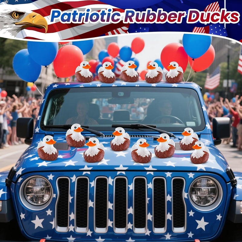 ANGGIKO 12 PCS Bald Eagle Rubber Ducks Toy Set - Patriotic Bath Toys for Kids, Jeep Ducking, Party  Favors - Image 4