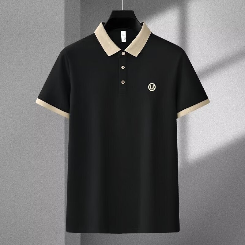 Trendy Brand Short-sleeved T-shirt Mens 2024 Summer New Polo Shirt Korean-style Fashionable Lapel Polo Shirt Casual Slim-fit A10 [white]]