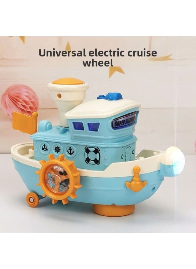 Generic - Electric Universal Sound And Light Simulation Cruise Ship Ship Model Boys And Girls Children Toy Car Car Light Music Trembles-Color:Electric Cruise Ship-green - Image 1