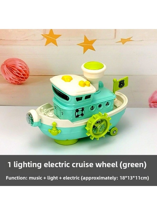 Generic - Electric Universal Sound And Light Simulation Cruise Ship Ship Model Boys And Girls Children Toy Car Car Light Music Trembles-Color:Electric Cruise Ship-green - Image 1