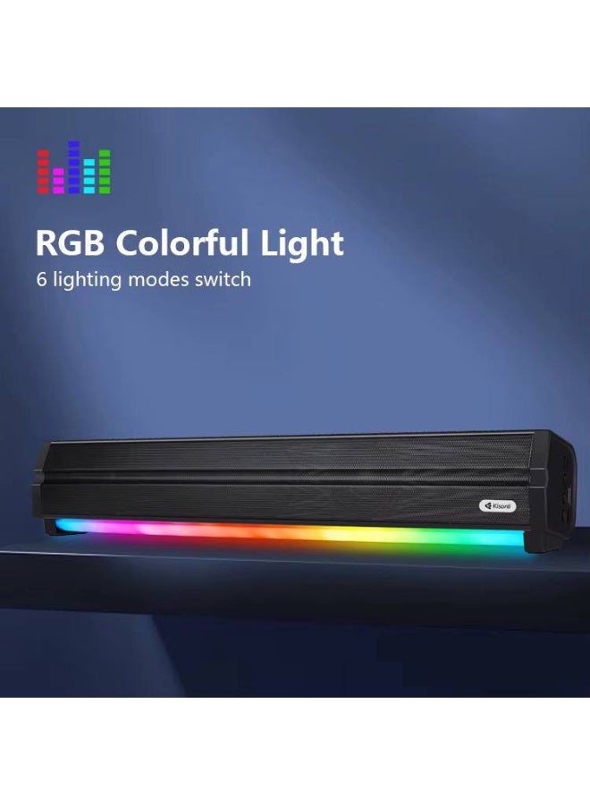 Kisonli LED-802 Bluetooth Soundbar Speaker 10W – 1500mAh – BT5.3 /AUX / TF card / USB | Black - Image 4