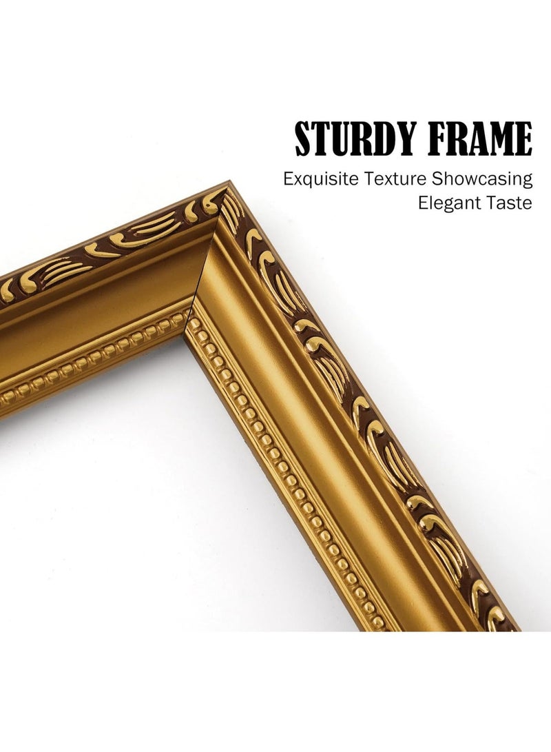 إطار صورة عتيق، إطار صورة 8×10 بوصة بالذهب، للعرض على المكتب أو تعليق الجدران، إطار صورة مزخرف للملصقات - Image 3