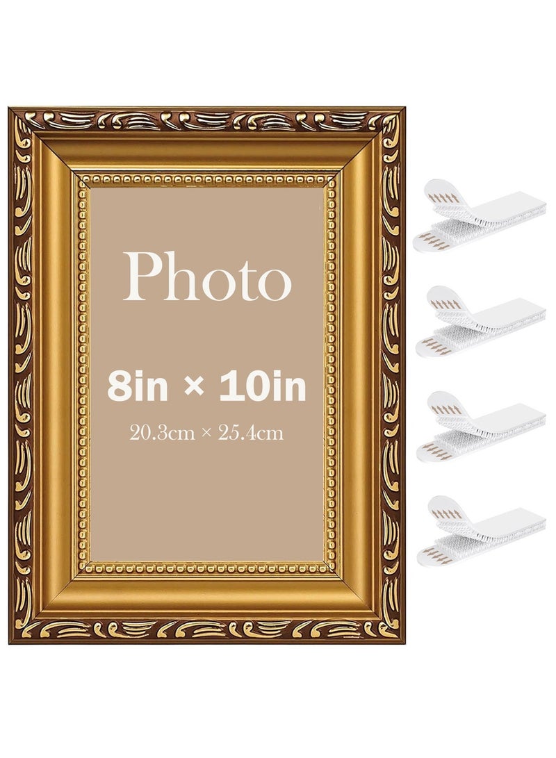 إطار صورة عتيق، إطار صورة 8×10 بوصة بالذهب، للعرض على المكتب أو تعليق الجدران، إطار صورة مزخرف للملصقات - Image 1