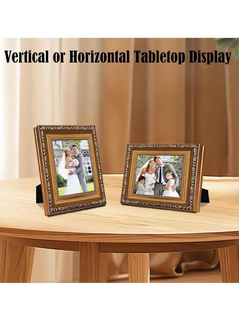 إطار صورة عتيق، إطار صورة 8×10 بوصة بالذهب، للعرض على المكتب أو تعليق الجدران، إطار صورة مزخرف للملصقات - Image 5