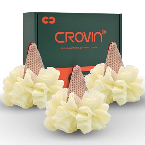 CROVIN Ice Cream Bath Sponge Pouf (Set of 3)-Creamy White Soft Mesh Puff Exfoliating Shower Sponge Ball Body Scrubber for Adults, Children - Image 1