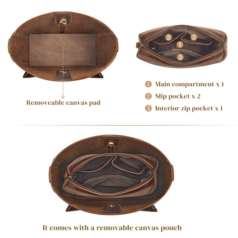 S-ZONE Women Genuine Leather Hobo Bag Crossbody Bucket Purse Vintage Shoulder Handbag with Woven Strap - Image 4