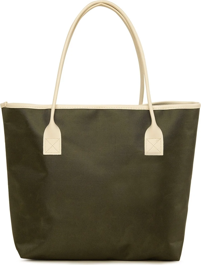 Bagmori Khaki Khaki Printed Leather Garnished Tote Bag for Women | Best Price UAE