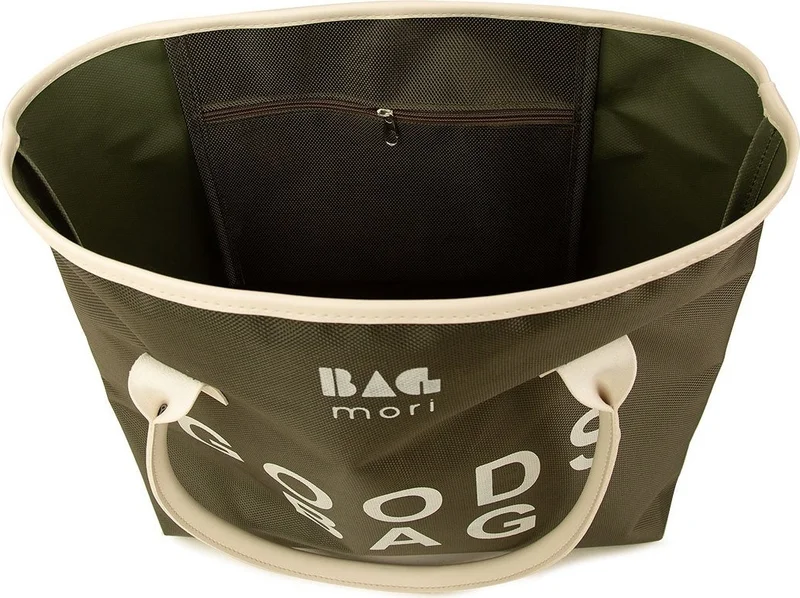 Bagmori Khaki Khaki Printed Leather Garnished Tote Bag for Women | Best Price UAE