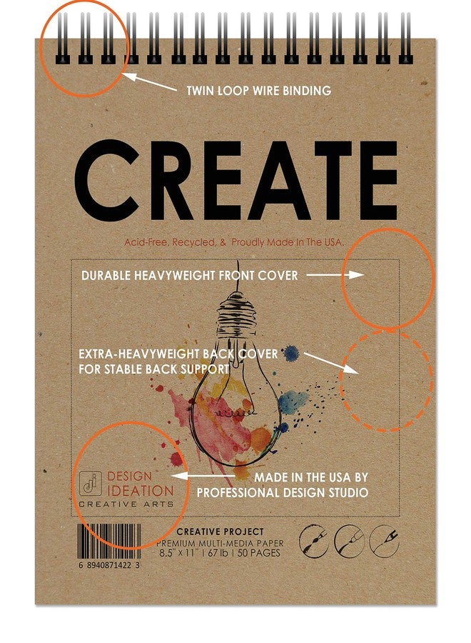 Design Ideation Create. Wire Bound Sketchbook. Top Spine. Multi-Media. (8.5" x 11") WB-2550-TS. (1 Book) - Image 3