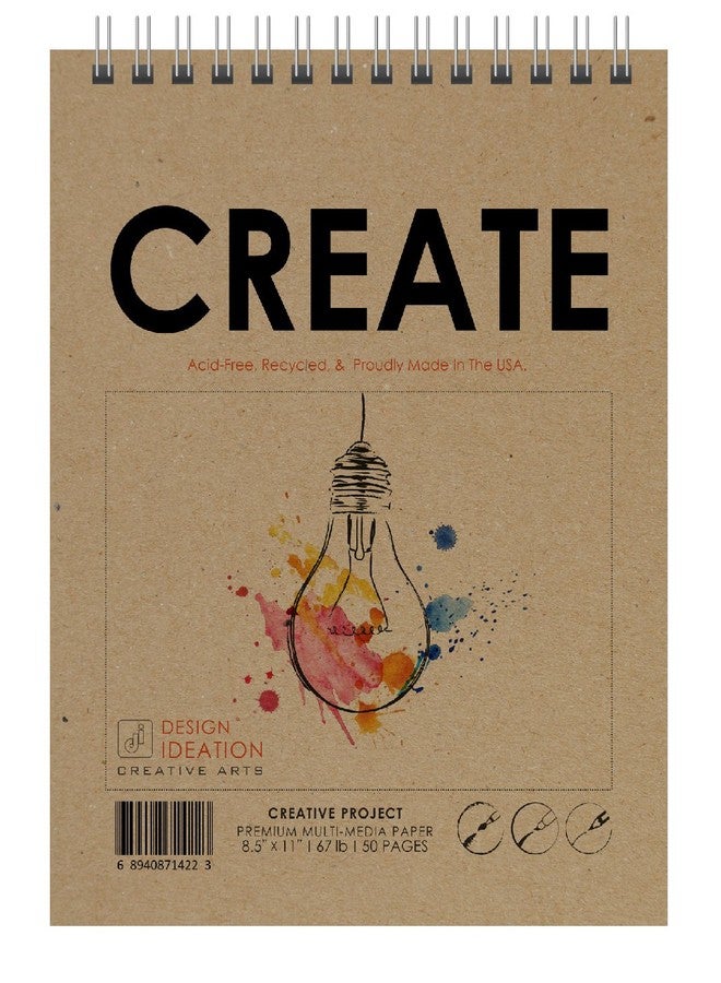 Design Ideation Create. Wire Bound Sketchbook. Top Spine. Multi-Media. (8.5" x 11") WB-2550-TS. (1 Book) - Image 1