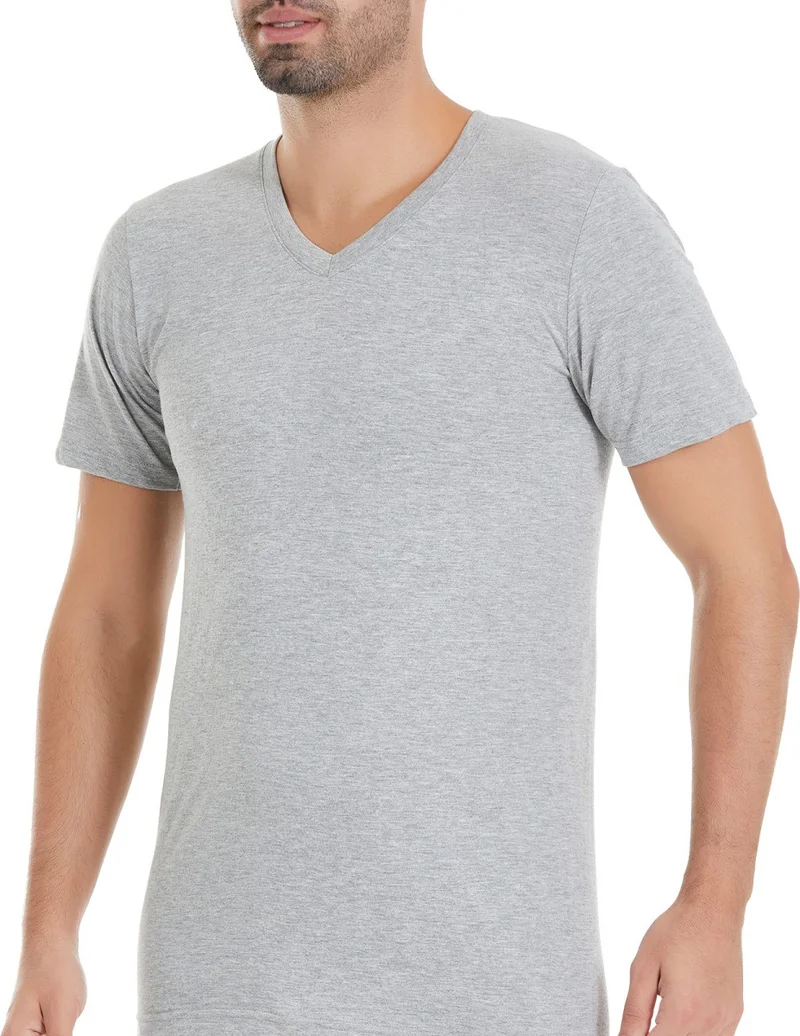 Yıldız Çamaşır Star Laundry Star 3-Piece Men's Single Jersey Combed Cotton V-Neck T-Shirt Q23