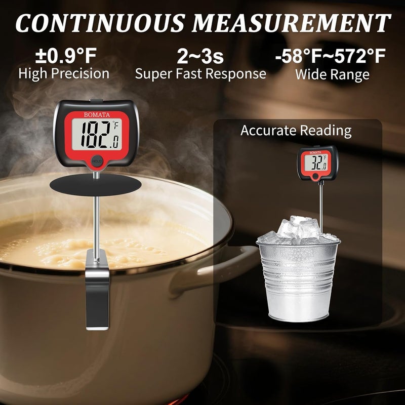 BOMATA Digital Candy Thermometer with Pot Clip, Deep Fry Oil Thermometer with Rotatable Display & Long Probe, for Candy Candle Making, Cooking, Food, Liquids, Water, Sugar.. Black - Image 4