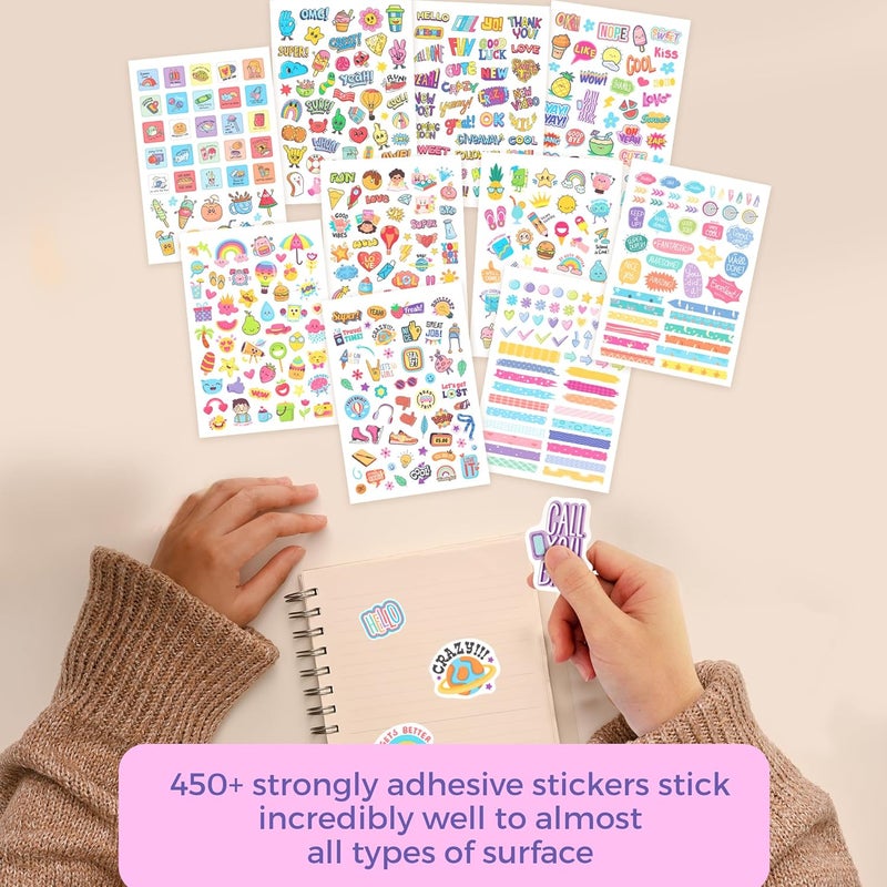 Doodle Sticker Book for Journal with 450+ Cute Stickers | Perfect for Journaling, Scrapbook Projects, Décor & Page Decoration | 450+ Stickers | A5 Book with 10 Pages - Image 3