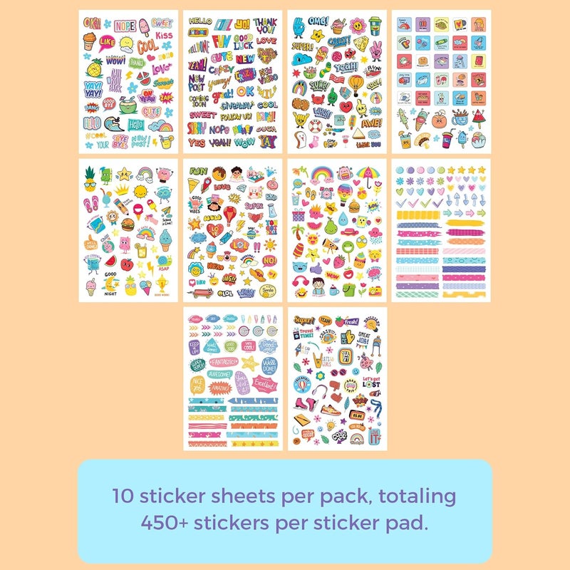 Doodle Sticker Book for Journal with 450+ Cute Stickers | Perfect for Journaling, Scrapbook Projects, Décor & Page Decoration | 450+ Stickers | A5 Book with 10 Pages - Image 2