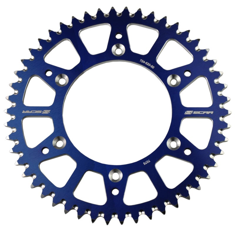 SCAR Aluminum alloy Rear Sprocket Compatible with YAMAHA YZ YZX YZF WRF YZFX 125 250 450 9925 Blue  52 tooth