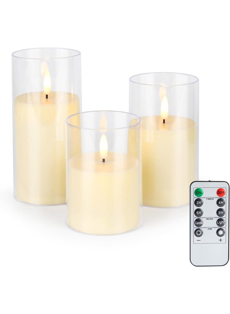 Toriseek Flameless LED Candles with Timer, Remote Control, Flickering LED Pillar Candle Battery Powered, Pack of 3 for Festival Wedding Cafe Home Party Decor - Image 1
