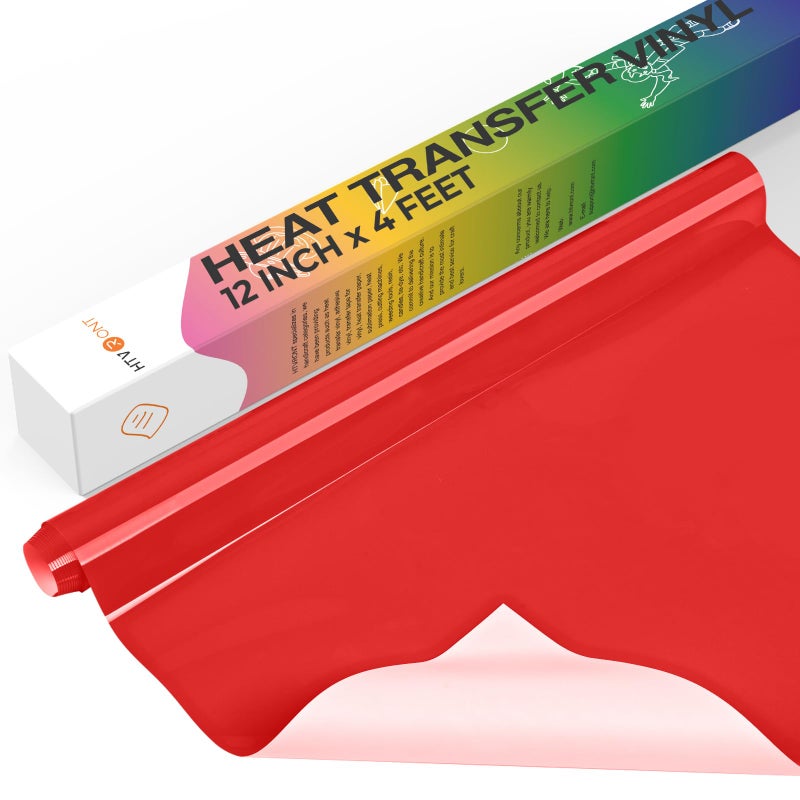 HTVRONT Heat Transfer Vinyl Roll -12" x 4FT Red HTV Vinyl for T-Shirts, Red Iron on Vinyl for All Cutting Machines - Easy to Cut & Weed for HTV Heat Transfer Vinyl Design - Image 1