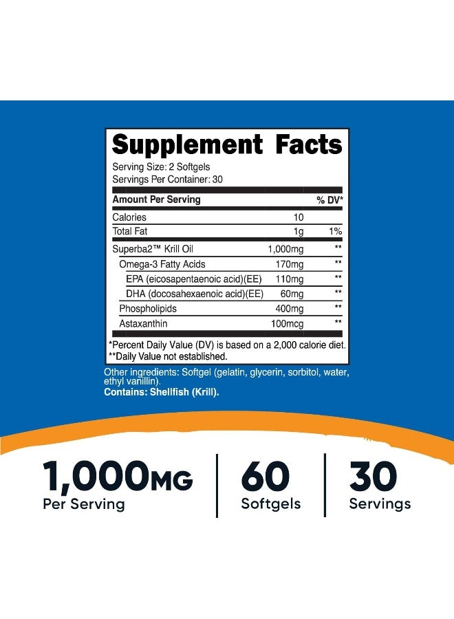 Nutricost Krill Oil Softgels 1000Mg, 60 Liquid Softgels - Omega-3 Epa-Dha - Image 2