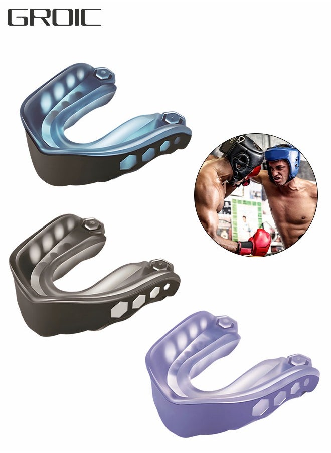 GROIC 3 Pack EVA Mouthguards with Case, Sport Mouth Guards Mouthguard Gum Guard, Mouthguard Slim Fit for Boxing, Basketball, Hockey, Soccer  - Image 1