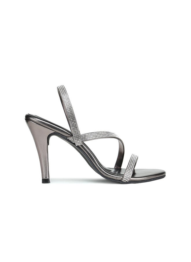 She Zone كعب ستيليتو مزين باللون الرمادي للنساء - Image 4