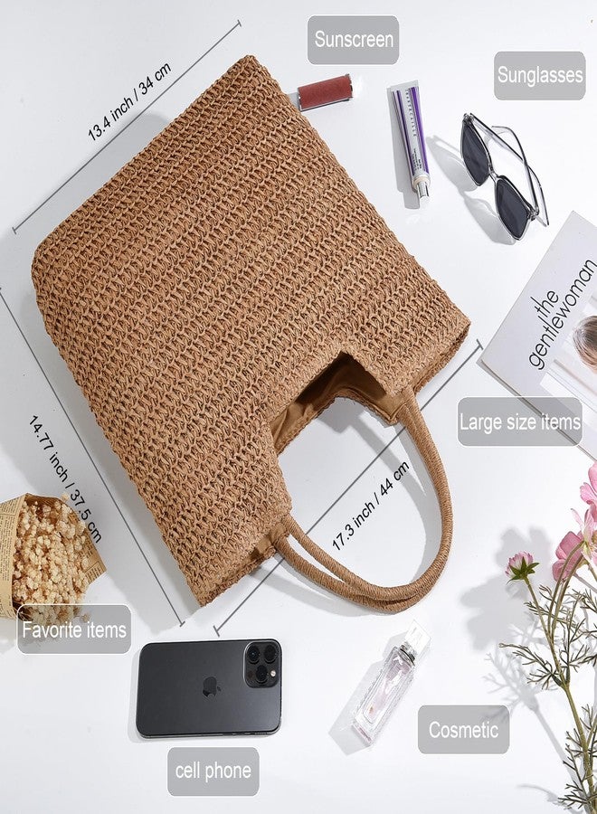 YAVCOOL Straw Beach Bags for Women Woven Beach Tote Bag Casual Boho Large Shoulder Handbags Purse for Vacation Holiday - Image 4