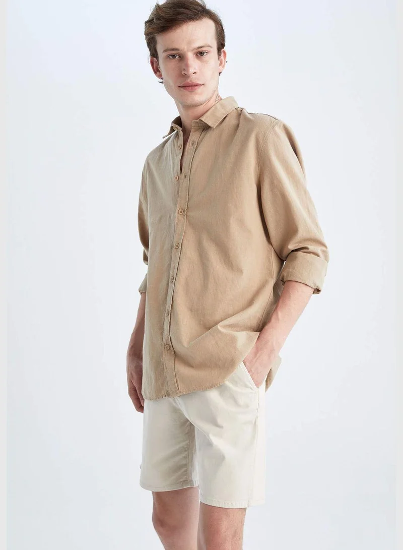 DeFacto Slim Fit Basic Long Sleeve Cotton Shirt