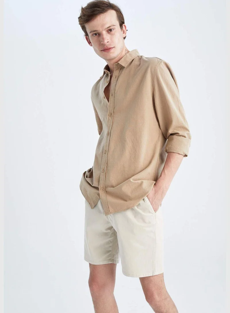 DeFacto Slim Fit Basic Long Sleeve Cotton Shirt
