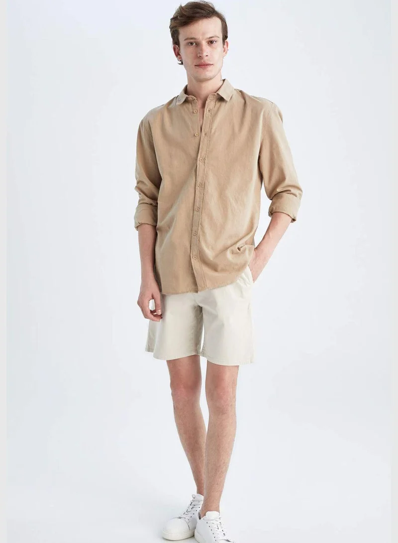 DeFacto Slim Fit Basic Long Sleeve Cotton Shirt