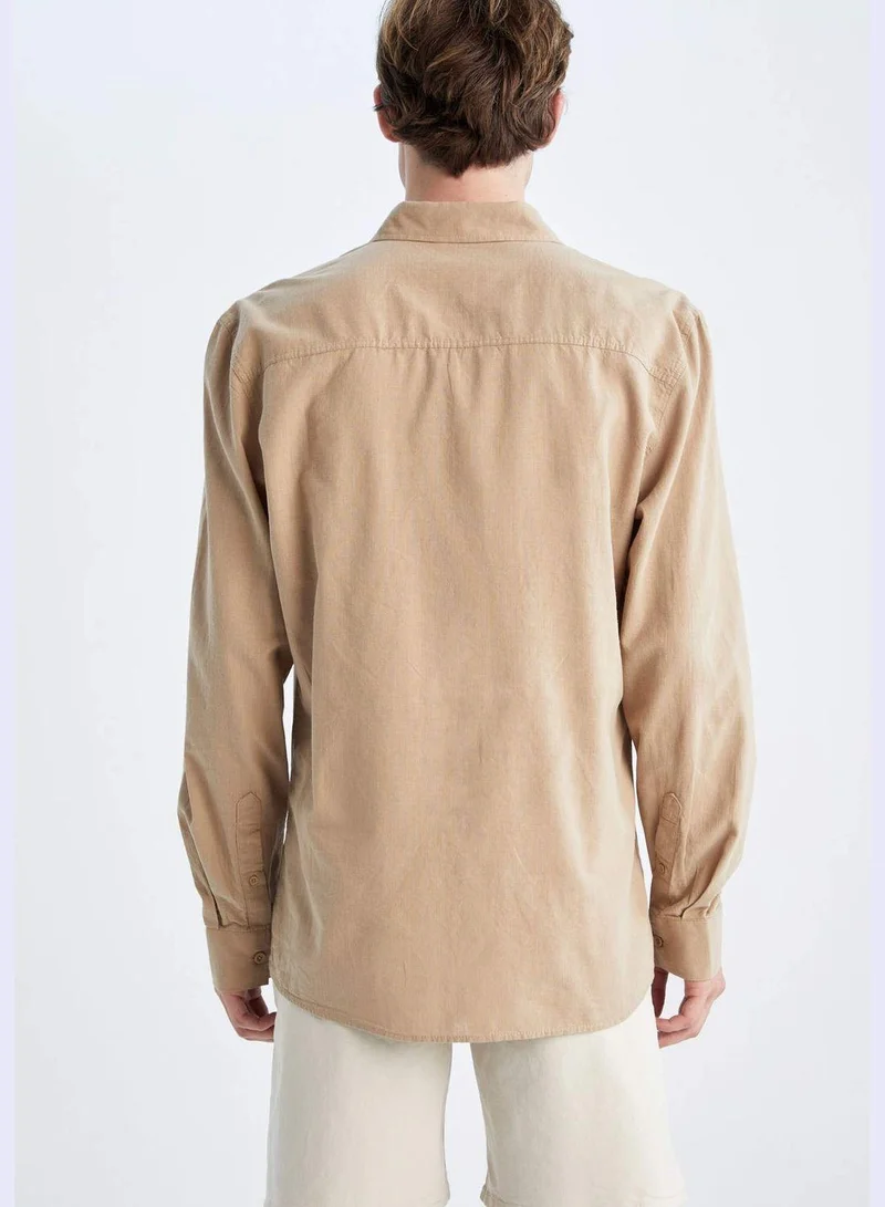 DeFacto Slim Fit Basic Long Sleeve Cotton Shirt