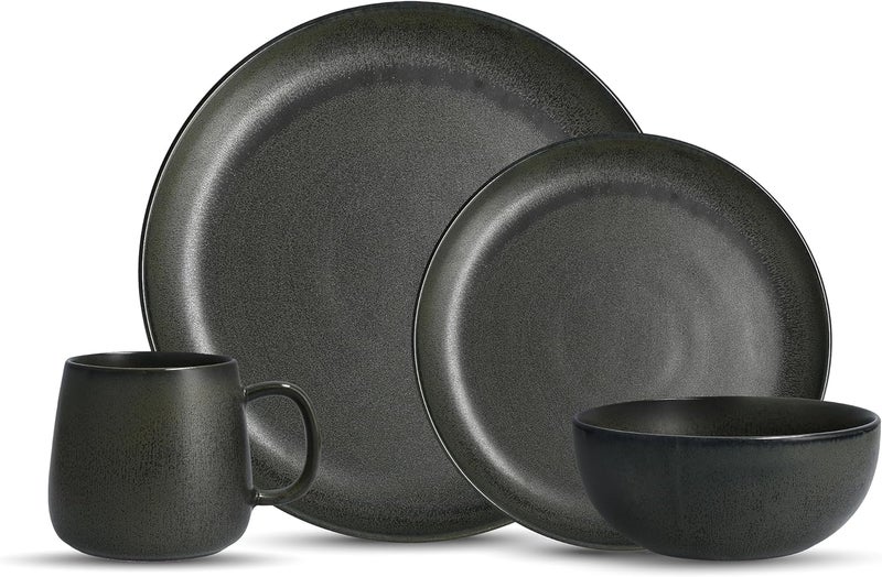 Fortessa Sound Stoneware 16 Piece Dinnerware Set Service for 4 Forest - Image 1