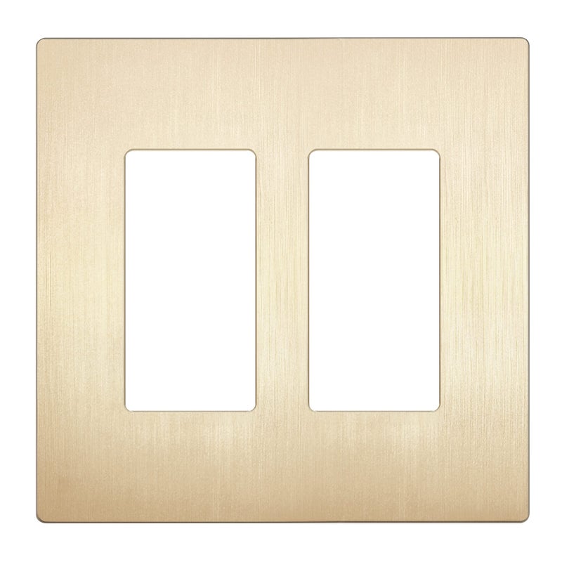 LIDER Brushed Finish Decorator Switch Cover Screwless Wall Plate MidSize 2Gang 488 x 492 Unbreakable Polycarbonate Thermoplastic UL Listed LSWP32MBGD Brushed Gold