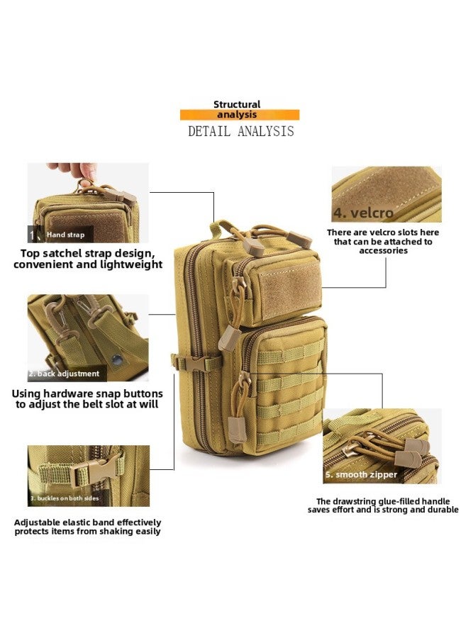 7 Inch Multifunctional Waist Bag Large Capacity Outdoor Wearing Waist Bag Water-repellent Oxford Cloth Tactical Mobile Phone Waist Bag-Color:Army Green - Image 3