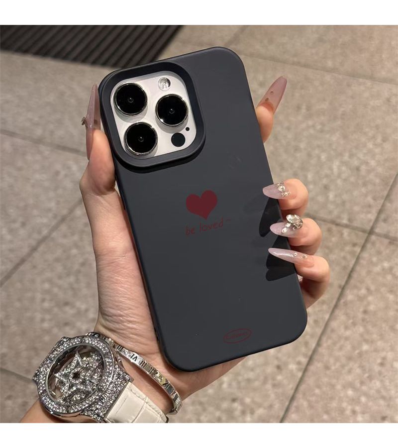 Liquid Frosted Shell Phone Case For iPhone 15 Plus Red Heart Pattern Anti Drop Scratch Protection - Image 3