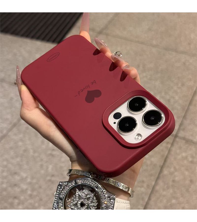 Liquid Frosted Shell Phone Case For iPhone 15 Plus Red Heart Pattern Anti Drop Scratch Protection - Image 5