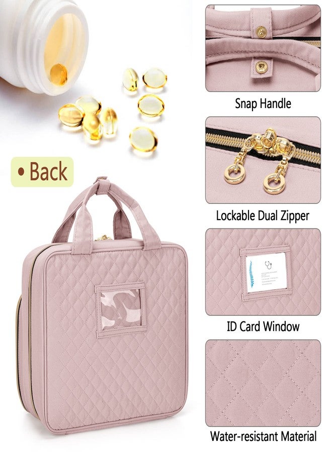 Damero Pill Bottle Organizer Bag, Travel Medicine Bag Organizer, Medicine Organizer and Storage for Pills, Vitamin, Fish Oil, Medical Supplements for Women and Men, Misty Rose - Image 3