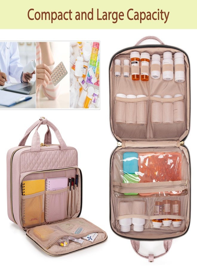 Damero Pill Bottle Organizer Bag, Travel Medicine Bag Organizer, Medicine Organizer and Storage for Pills, Vitamin, Fish Oil, Medical Supplements for Women and Men, Misty Rose - Image 5