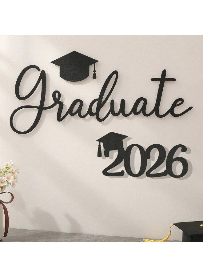 زينة حفلات تخرج ملصق حائط تخرج 2026 بعبارة تخرج مع قبعة التخرج لتزيين الجدران وحفلات التخرج - Image 1