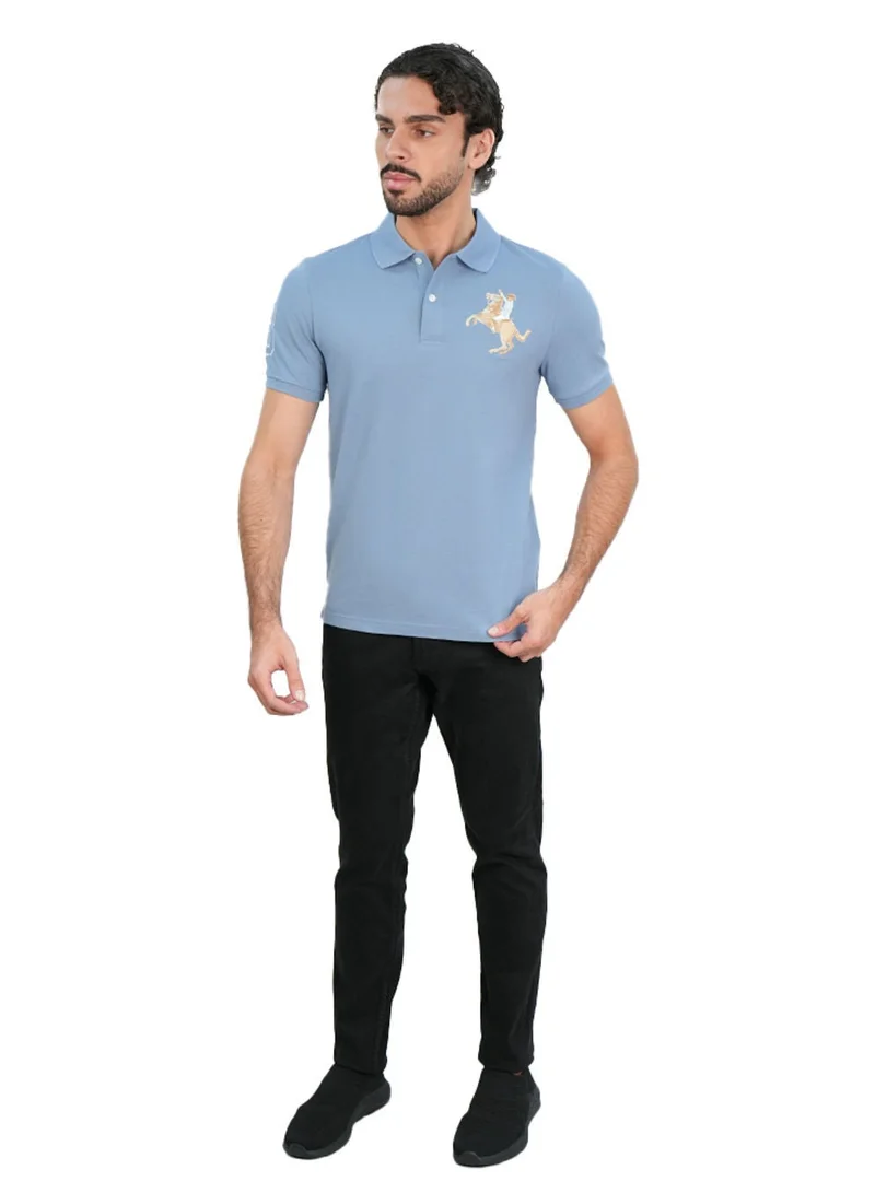 جيوردانو Men’s Slim Fit Napoleon Embroidery Lycra Pique Polo