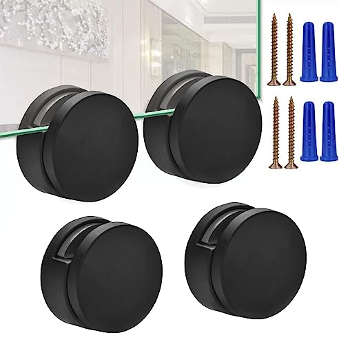 AccEncyc Black Frameless Mirror Mounting Hardware Kit Zinc Alloy Mirror Holders Mirror Mounting Brackets Glass Clips Clamps Bathroom Mirrors Supporting Sheet Fits for 3-5mm Thick Glass (4 Pack) - Image 1