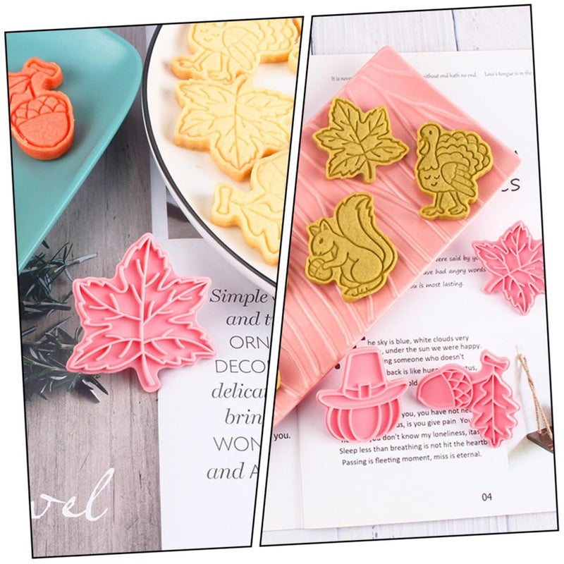 Pink Thanksgiving Cookie Molds 6pcs Set Creative Pressing Biscuit Cutters DIY Baking Supplies - Image 4