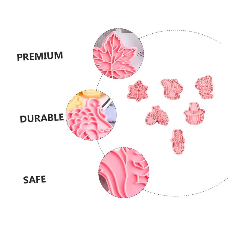Pink Thanksgiving Cookie Molds 6pcs Set Creative Pressing Biscuit Cutters DIY Baking Supplies - Image 5